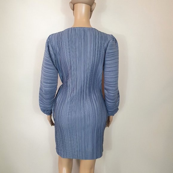 TOPSHOP wrap dress crinkle fabric Sze 12 RRP$168 bought in UK RARE slate blue - Picture 6 of 8